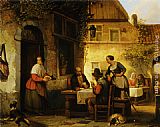 An Interesting Game Paintings - The Card Game by Adrien Ferdinand De Braekeleer